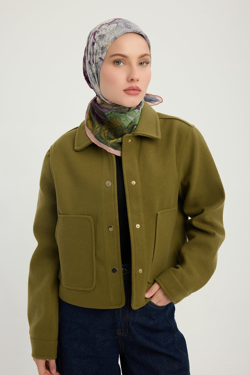 Efilia Desenli Eşarp - Sessiz Mevsimler - Mor