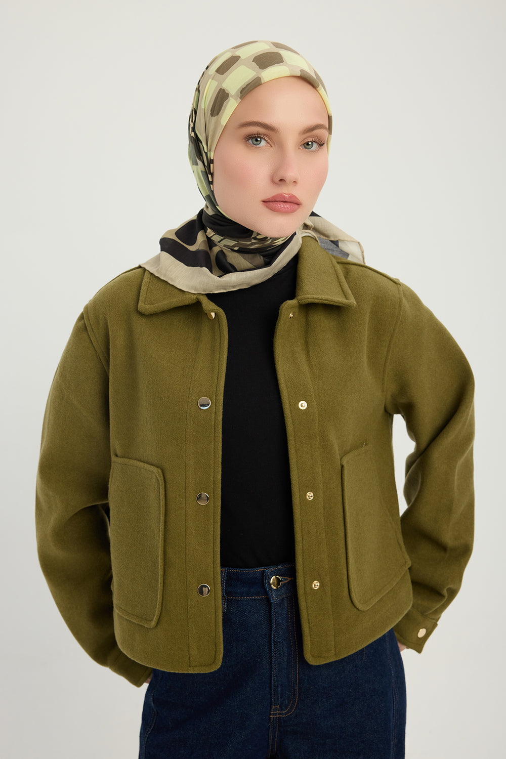 Efilia Desenli Eşarp - Pastel Yolculuk - Vizon