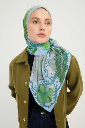 Efilia Desenli Eşarp - Mercan Bahçesi - Mavi