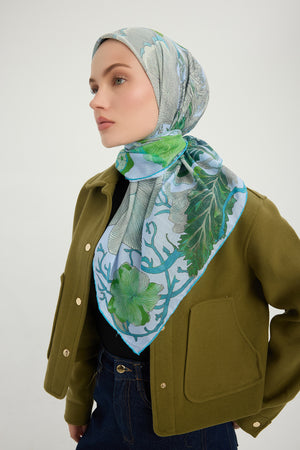 Efilia Desenli Eşarp - Mercan Bahçesi - Mavi
