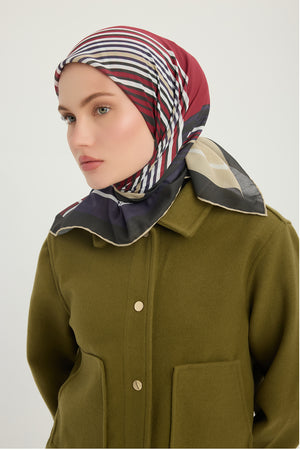 Efilia Desenli Eşarp - Gece ve Gündüz - Bordo