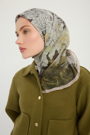 Efilia Desenli Eşarp - Sessiz Mevsimler - Vizon