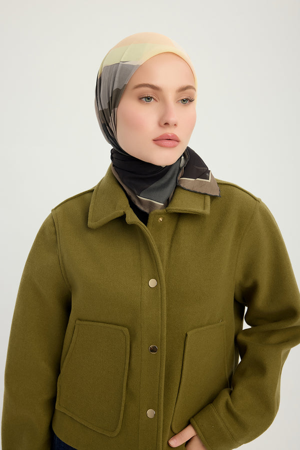 Efilia Desenli Eşarp - Renklerin Lalesi - Vizon