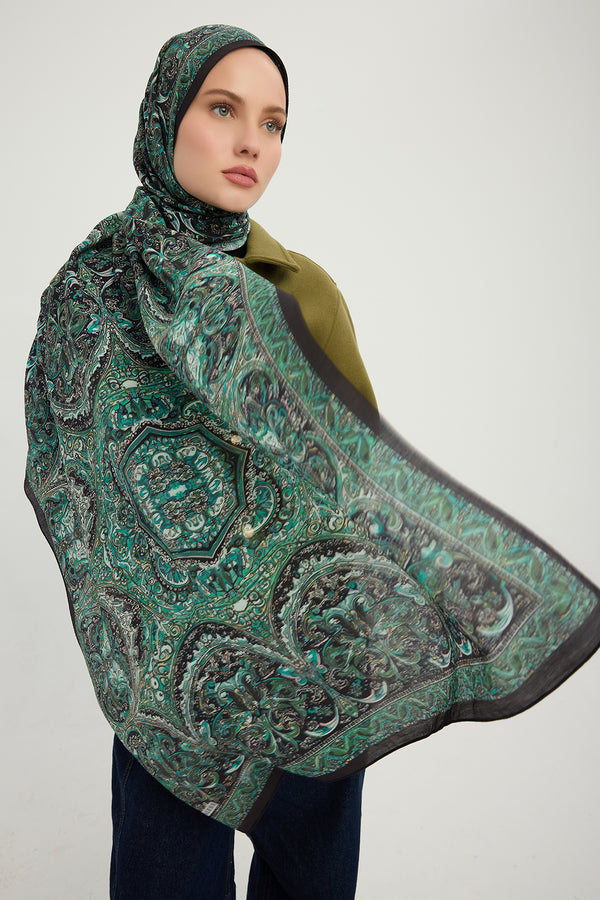 Vierra Desenli Şal - Ebedi Saraylar - Zümrüt Yeşili