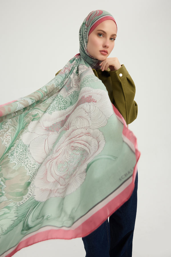 Efilia Desenli Şal - Mercan Bahçesi - Nefti