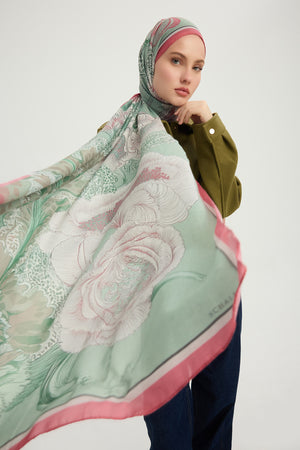 Efilia Desenli Şal - Mercan Bahçesi - Nefti