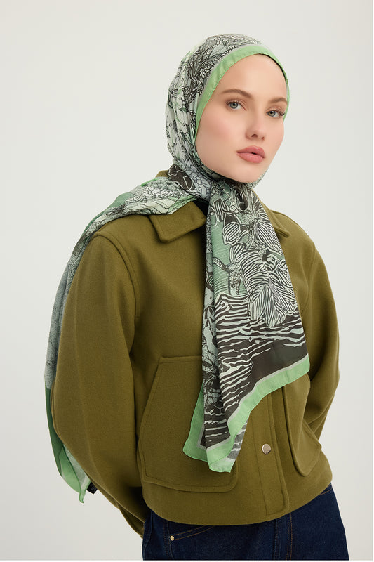Efilia Desenli Şal - Sessiz Mevsimler - Yeşil