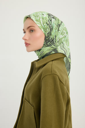 Efilia Desenli Eşarp - Kozmik Paisley - Yeşil