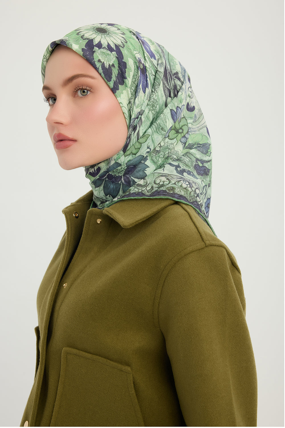 Efilia Desenli Eşarp - Çiçek Tahtı - Yeşil