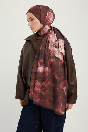 Efilia Desenli Şal - Zamansız Hayal - Bordo