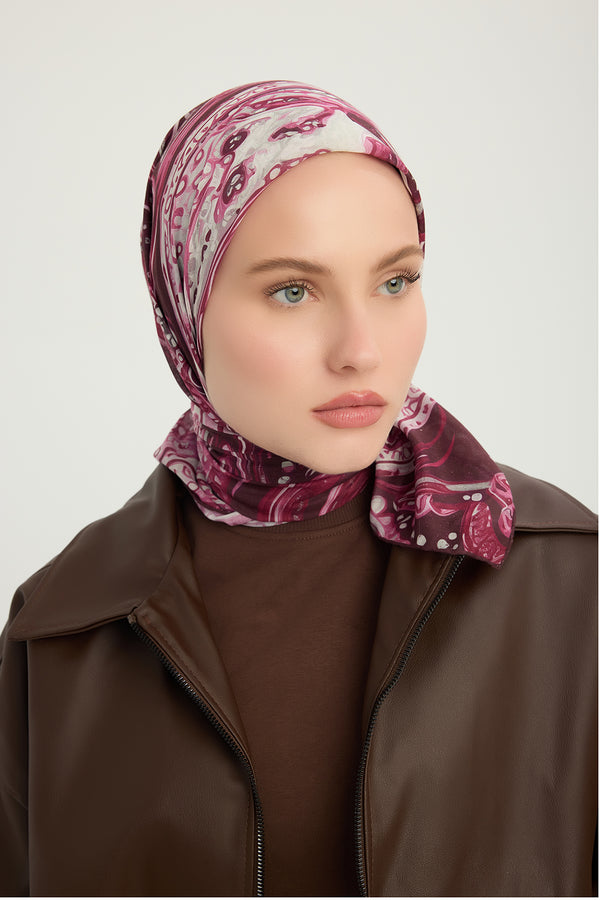 Efilia Desenli Eşarp - Kozmik Paisley - Bordo