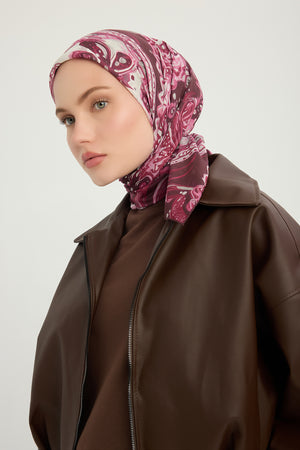 Efilia Desenli Eşarp - Kozmik Paisley - Bordo