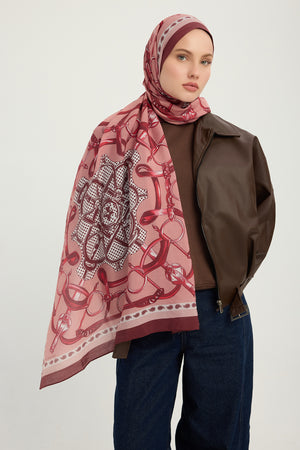 Vierra Desenli Şal - Süvarinin Arması - Bordo