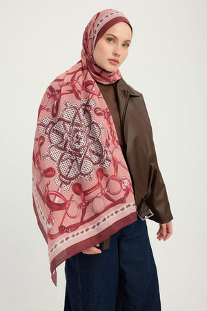 Vierra Desenli Şal - Süvarinin Arması - Bordo