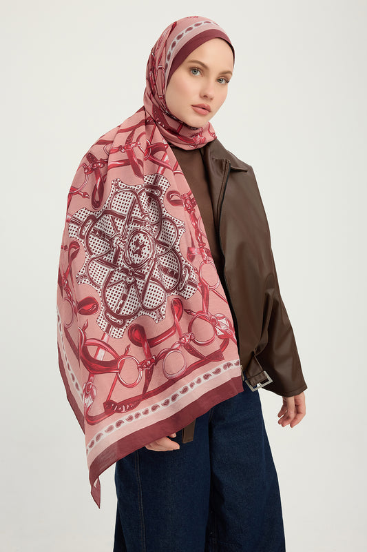 Vierra Desenli Şal - Süvarinin Arması - Bordo