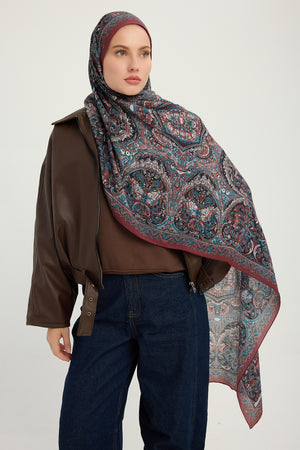 Vierra Desenli Şal - Ebedi Saraylar - Bordo Mavi