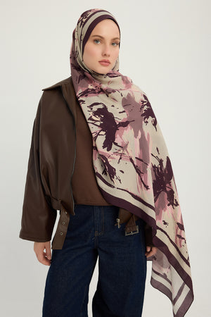 Vierra Desenli Şal - Özgür Fırçalar - Vizon