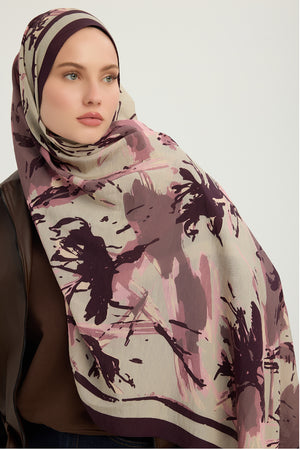 Vierra Desenli Şal - Özgür Fırçalar - Vizon