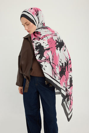 Vierra Desenli Şal - Özgür Fırçalar - Pembe
