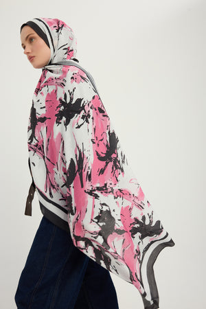 Vierra Desenli Şal - Özgür Fırçalar - Pembe