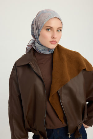 Efilia Desenli Eşarp - Mercan Bahçesi - Vizon