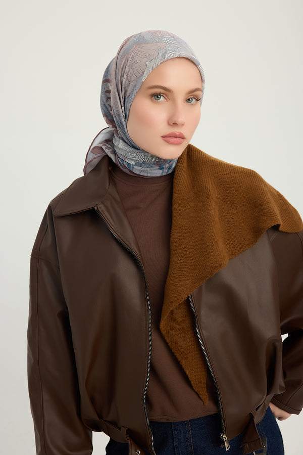 Efilia Desenli Eşarp - Mercan Bahçesi - Vizon