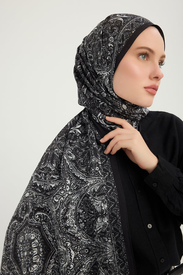 Vierra Desenli Şal - Ebedi Saraylar - Siyah