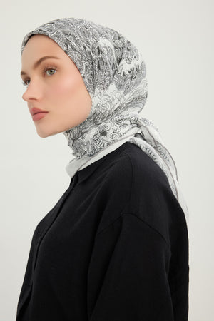 Efilia Desenli Eşarp - Sonsuz Aşk - Gri