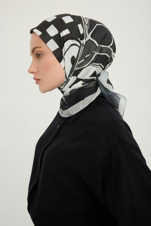 Efilia Desenli Eşarp - Pastel Yolculuk - Gri