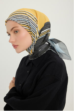 Efilia Desenli Eşarp - Gece ve Gündüz - Mavi