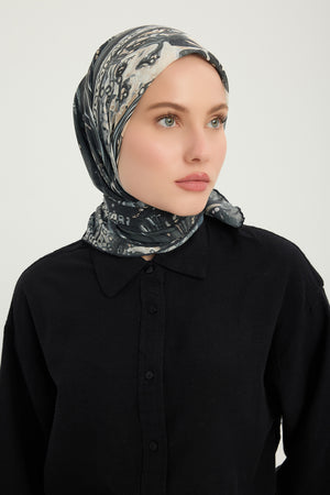 Efilia Desenli Eşarp - Kozmik Paisley - Siyah