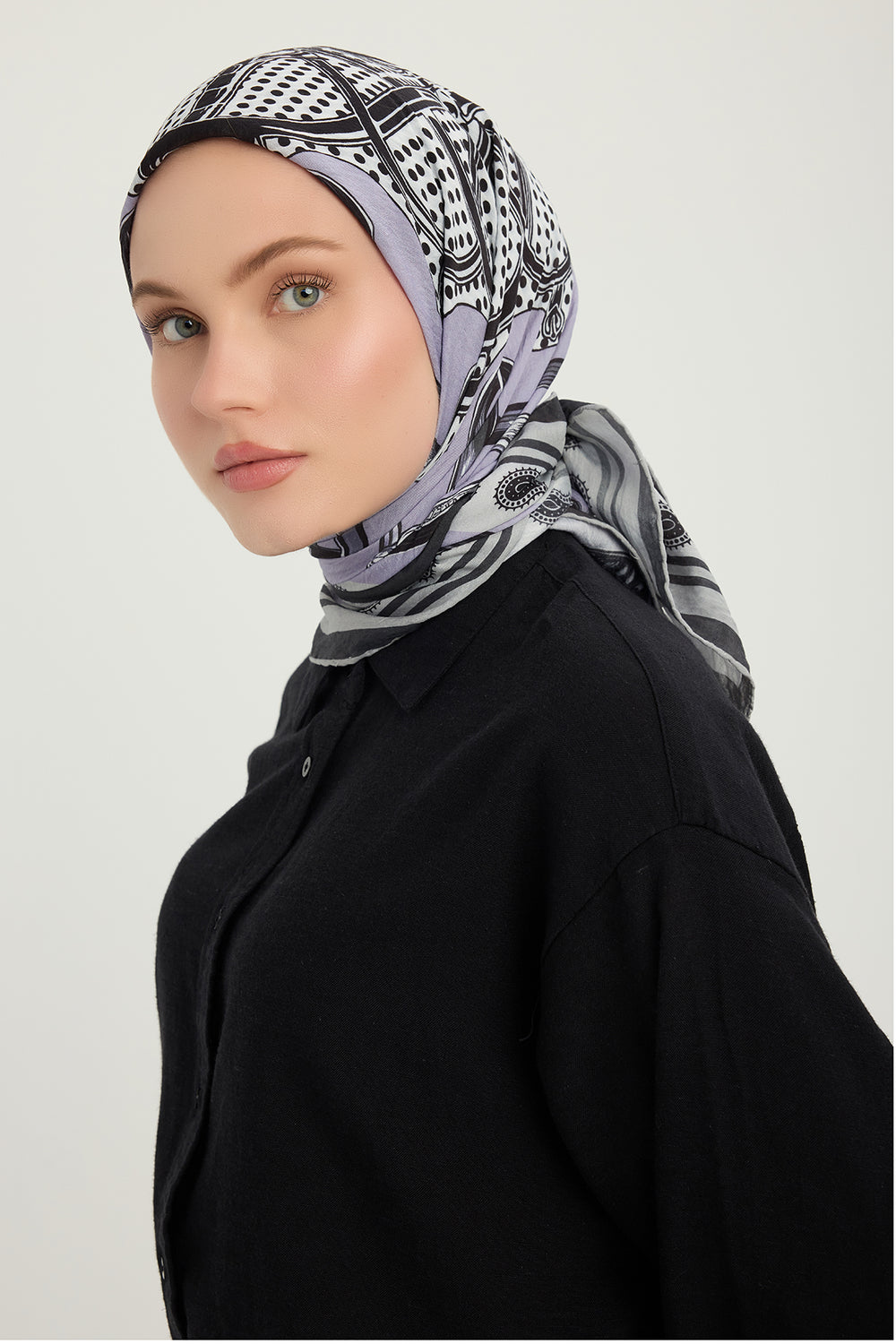 Vierra Desenli Eşarp - Süvarinin Arması - Lila