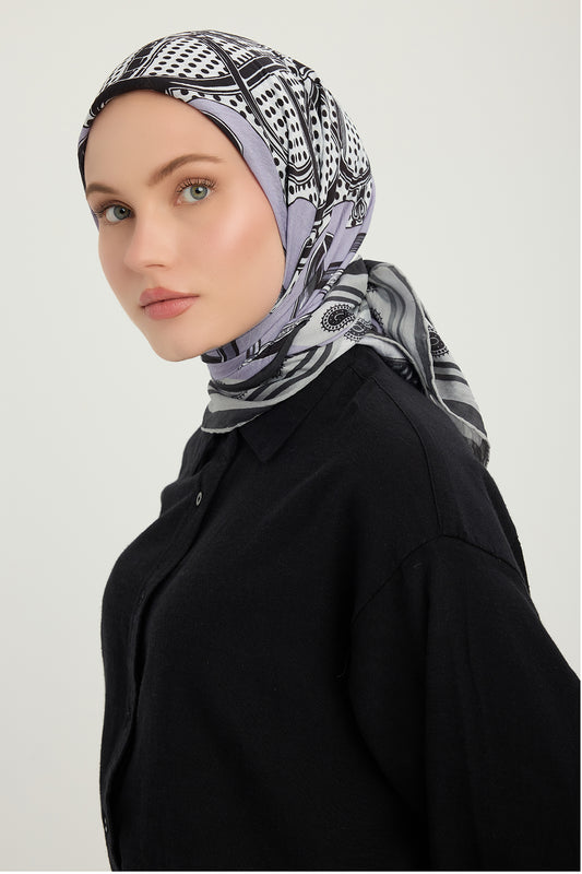 Vierra Desenli Eşarp - Süvarinin Arması - Lila