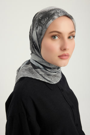 Efilia Desenli Eşarp - Köklerin Aynası - Gri