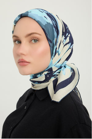 Vierra Desenli Eşarp - Özgür Fırçalar - İndigo