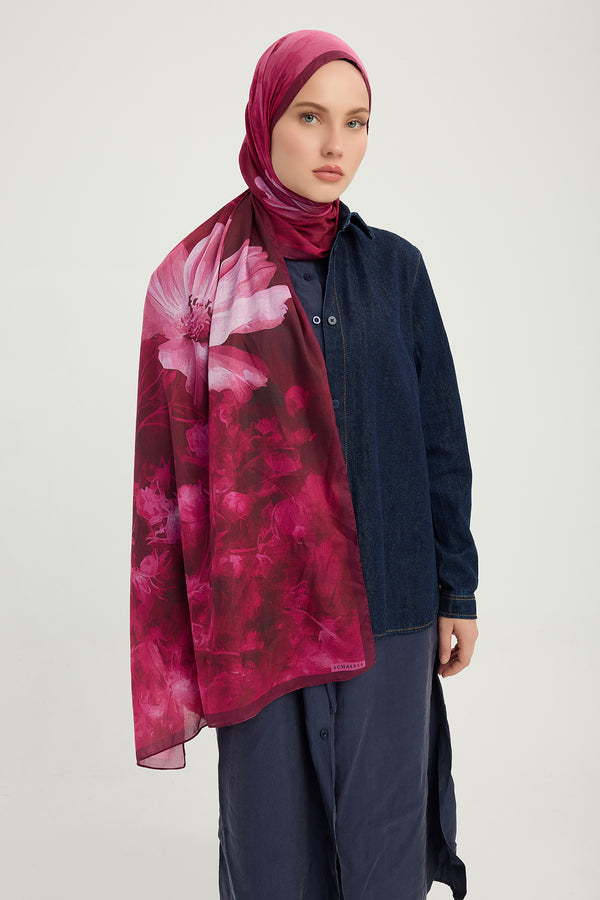 Efilia Desenli Şal - Zamansız Hayal - Fuşya