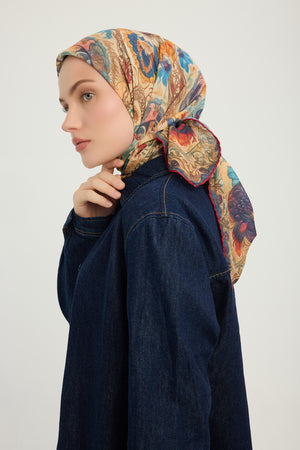 Efilia Desenli Eşarp - Çiçek Tahtı - Sarı