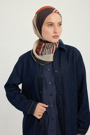 Efilia Desenli Eşarp - Gece ve Gündüz - Turuncu