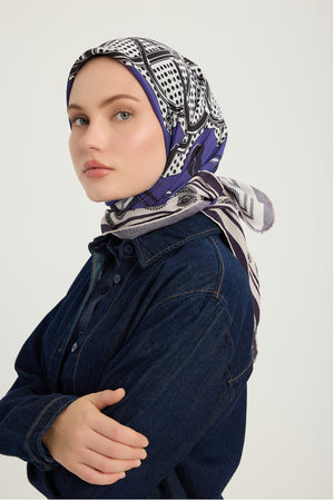 Vierra Desenli Eşarp - Süvarinin Arması - Mor