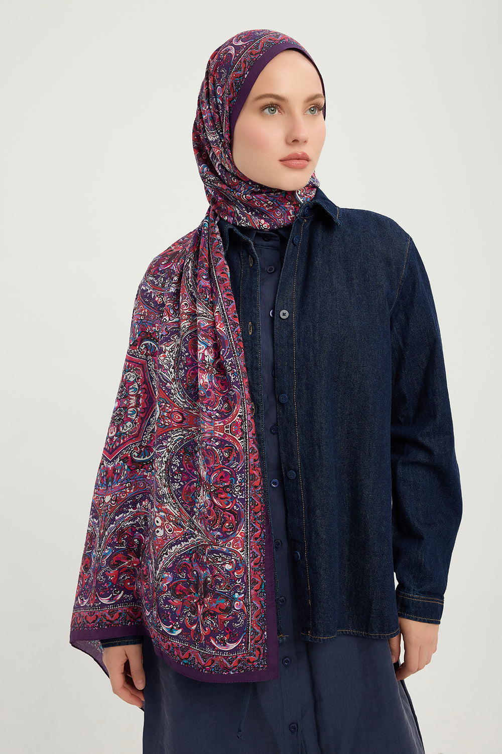 Vierra Desenli Şal - Ebedi Saraylar - Fuşya