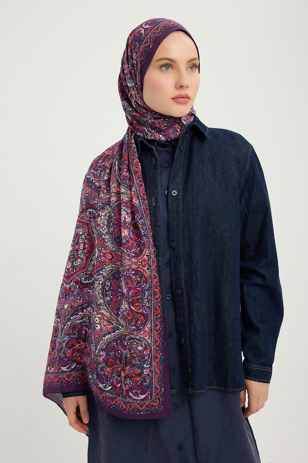Vierra Desenli Şal - Ebedi Saraylar - Fuşya