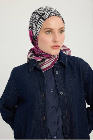 Vierra Desenli Eşarp - Süvarinin Arması - Fuşya