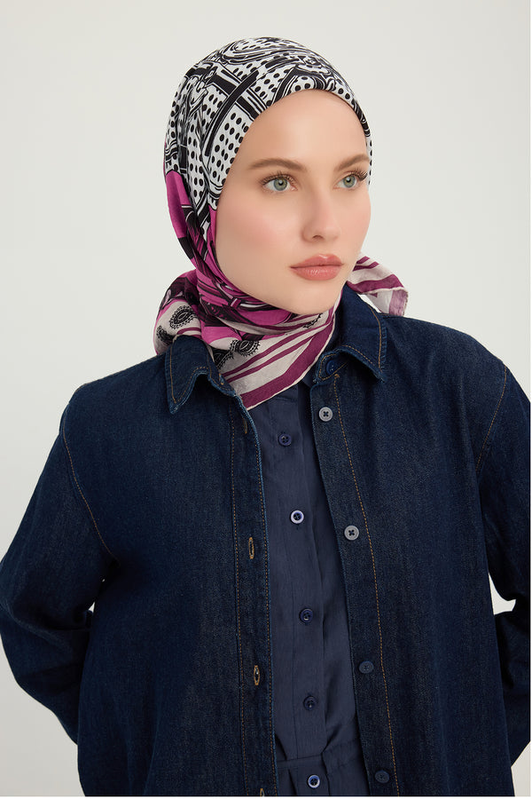 Vierra Desenli Eşarp - Süvarinin Arması - Fuşya