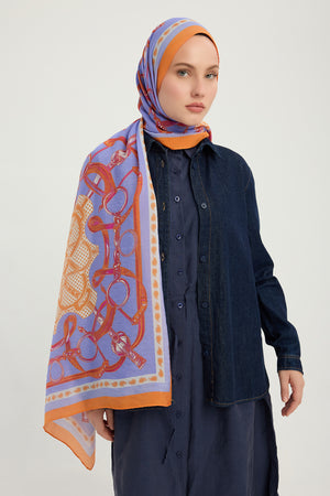 Vierra Desenli Şal - Süvarinin Arması - Oranj