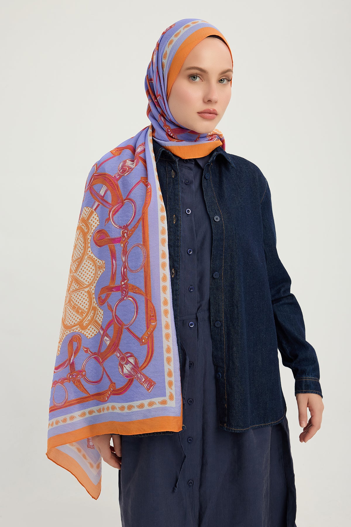 Vierra Desenli Şal - Süvarinin Arması - Oranj