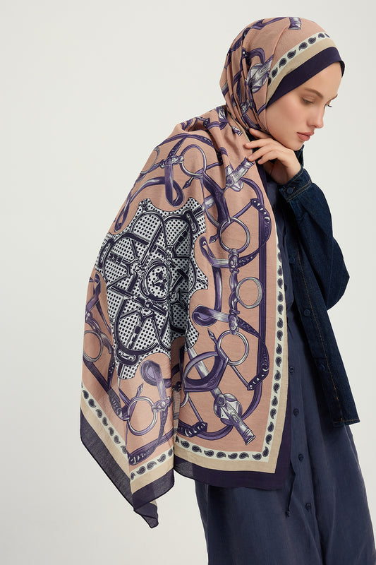 Vierra Desenli Şal - Süvarinin Arması - Somon