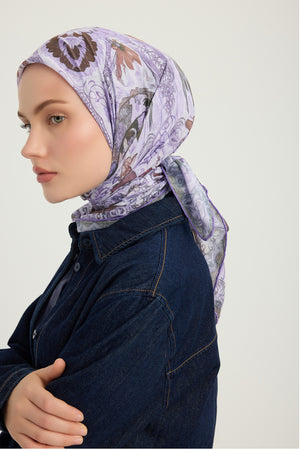 Efilia Desenli Eşarp - Çiçek Tahtı - Lila