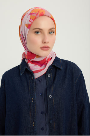 Vierra Desenli Eşarp - Özgür Fırçalar - Nar Çiçeği