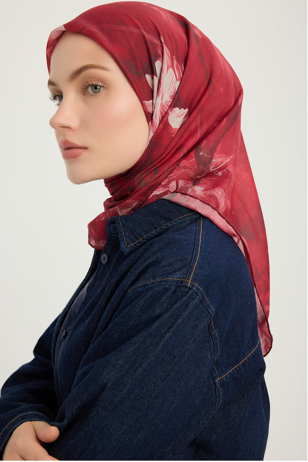 Efilia Desenli Eşarp - Zamansız Hayal - Kırmızı