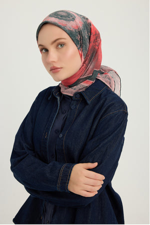 Efilia Desenli Eşarp - Köklerin Aynası - Pudra